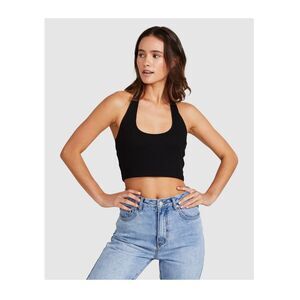 General Pants Co Halter Neck Rib Crop Top Black Size M